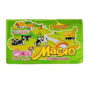 Масло сладко-сливочное несоленое Крестьянское 72,5% Сливочная страна 500гр, 20шт/кор купить в Донецке - Сушиман