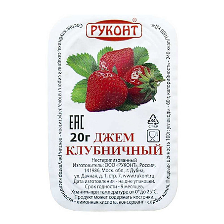Джем клубника порц. дип-пот 20грх140шт/кор Руконт Россия купить в Донецке - Сушиман