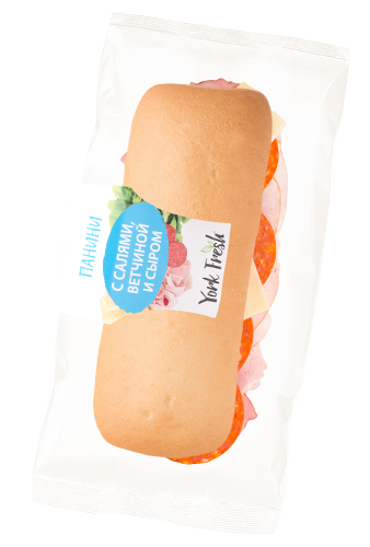 Панини с салями, ветчиной и сыром 190гр. флоу-пак, YORK FRESH 6шт/кор 812319 купить в Донецке - Сушиман