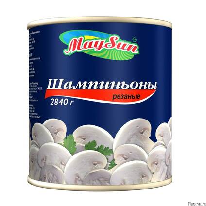 Грибы шампиньоны резаные MAYSUN 3100мл/2840гр/1930гр ж/б, 6шт/кор купить в Донецке - Сушиман