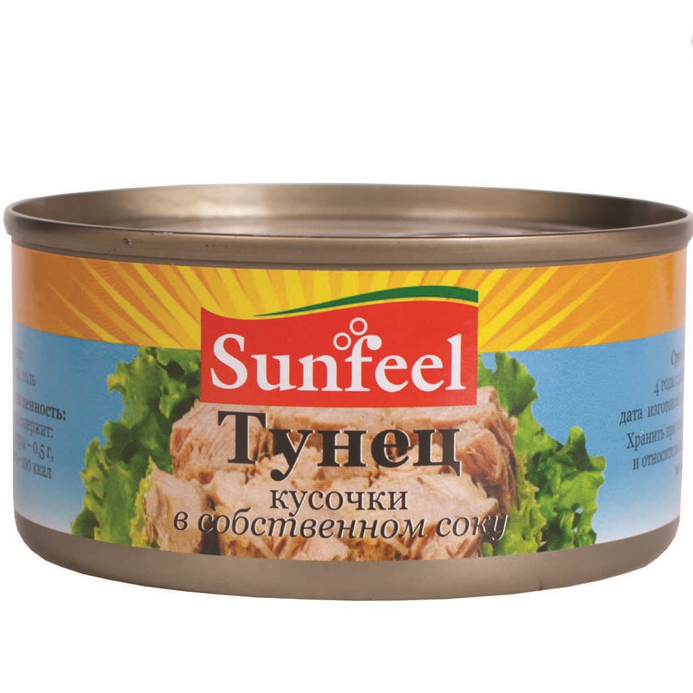 Тунец консервированный кусочки в с/с SUNFEEL 1885гр, 6шт/кор купить в Донецке - Сушиман