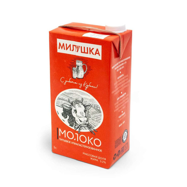 Молоко ультрапастеризованное 3,2% Милушка 1л с крышкой, 12шт/кор купить в Донецке - Сушиман