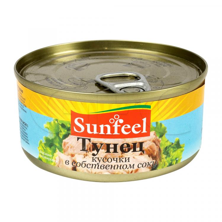 Тунец консервированный филе в масле с ключом SUNFEEL 170гр, 24шт/кор купить в Донецке - Сушиман