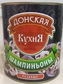 Грибы шампиньоны резаные Донская кухня 3100мл/2840гр/1930гр ж/б, 6шт/кор купить в Донецке - Сушиман
