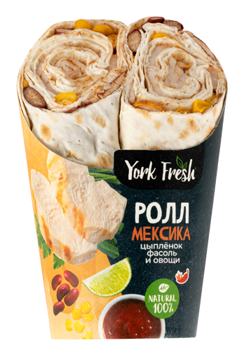 Ролл с цыпленком фасолью и овощами YORK FRESH 150гр, 10шт/кор 814719 купить в Донецке - Сушиман