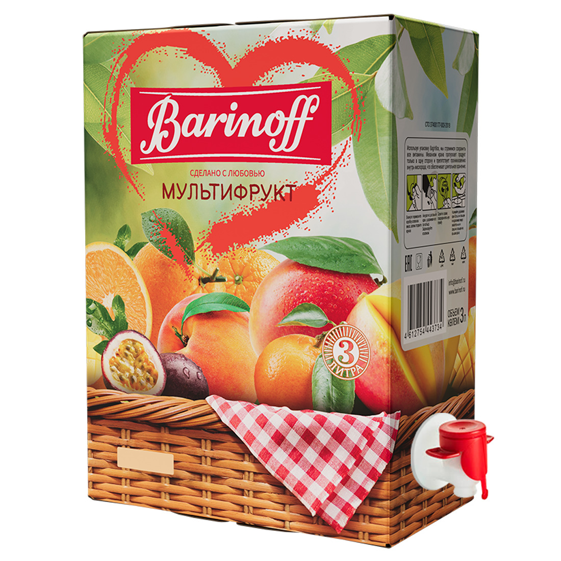 Напиток сокосодержащий мультифруктовый с мякотью 3л б/б, Баринофф 3734 купить в Донецке - Сушиман