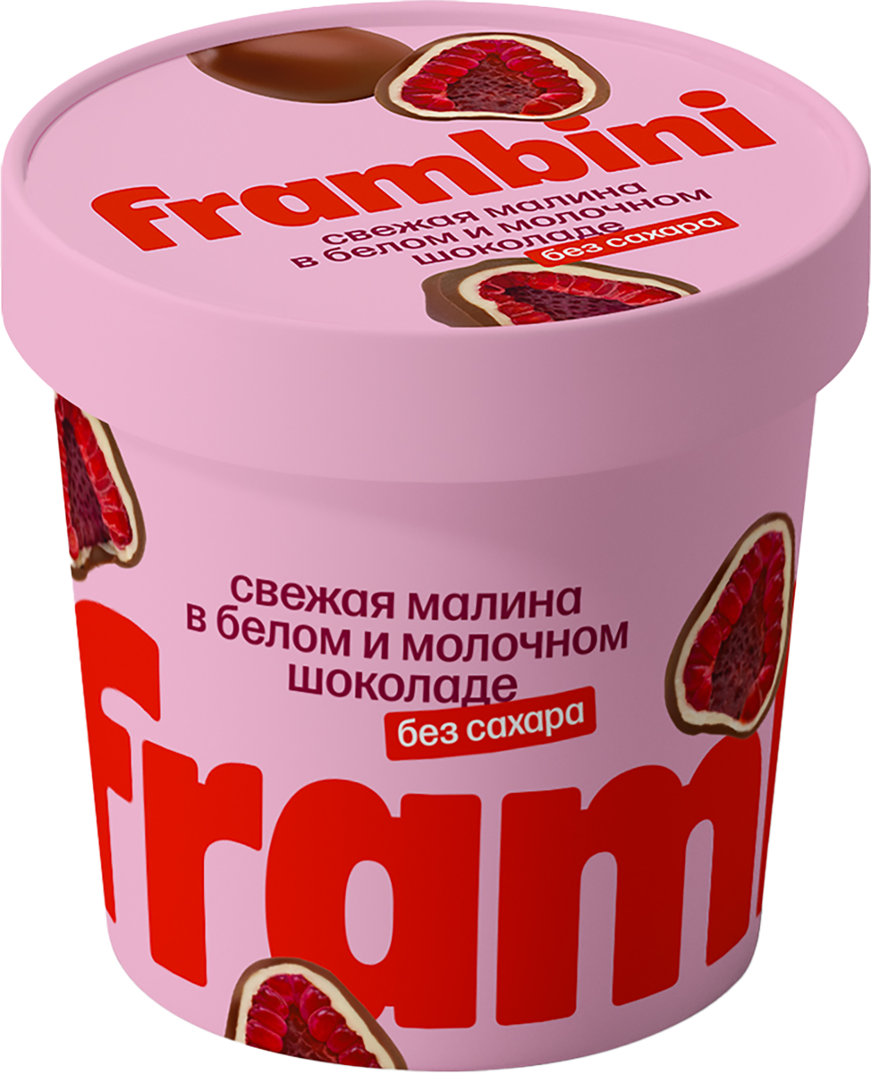 Малина в белом и молочном шоколаде без сахара 12*130 гр. Frambini 0229 купить в Донецке - Сушиман