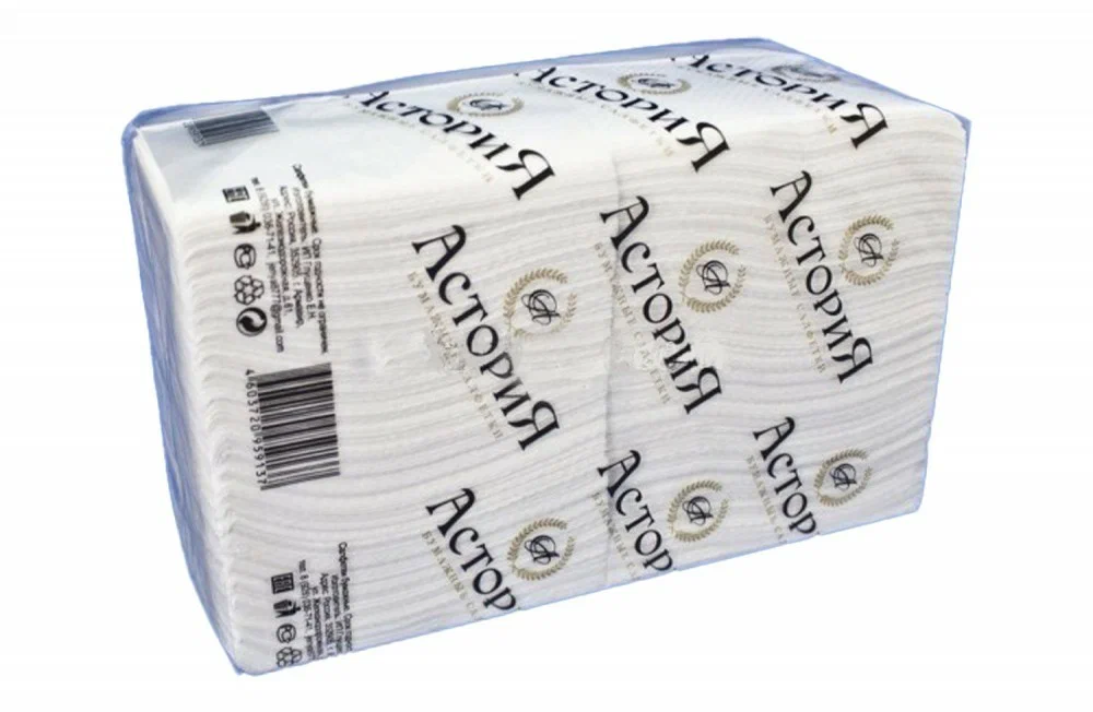 Салфетки 24х24 1-слойн. (АСТОРИЯ) 400л/4уп Белые купить в Донецке - Сушиман