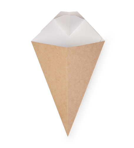 Коробка для картофеля фри CONE L конусный 80х200мм с отделением под соус (640шт) 40шт/уп купить в Донецке - Сушиман