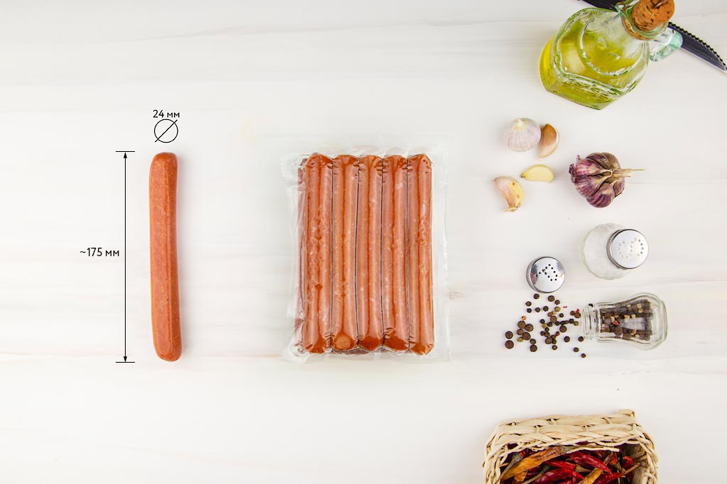 Сосиски для хот-догов из говядины зам в/у (10 шт. х75 гр. шт.) *12упак/кор Ремит 1970 купить в Донецке - Сушиман