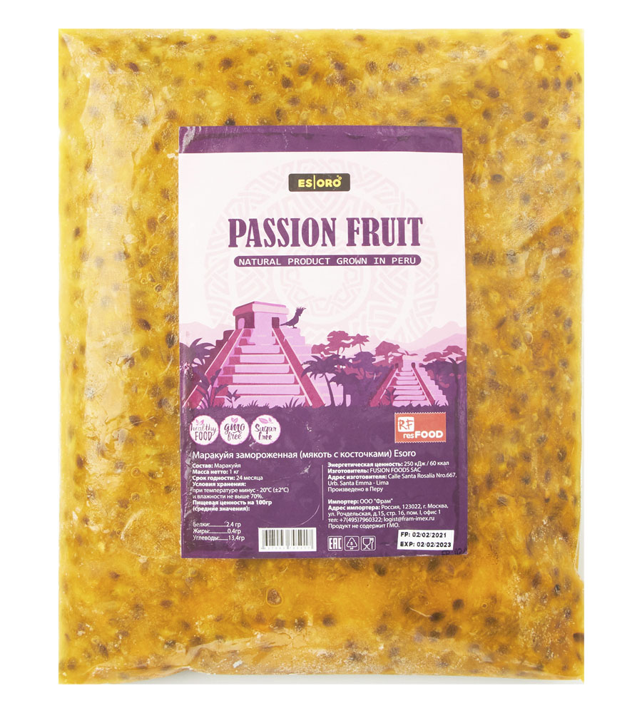 Маракуя мякоть с косточкой Esoro 1кг.10шт/кор 642 купить в Донецке - Сушиман