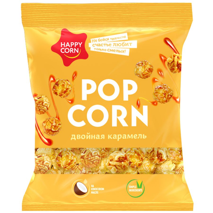 Воздушная кукуруза «Happy Corn» Двойная Карамель 80г. 30шт/кор. купить в Донецке - Сушиман