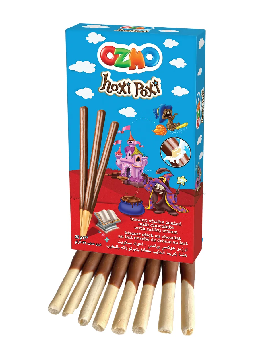 Палочки бискв. Ozmo Hoxi-Poxi с молочным кремом и шокол. Збгр 12шт/бл 4бл/кор СГ 0115 купить в Донецке - Сушиман