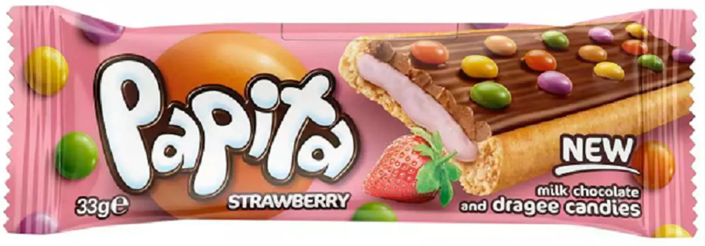 Печенье «Papita» STRAWBERRY с клубничной начинкой и драже-конфетами ЗЗгр 24шт/бл 12бл/кор купить в Донецке - Сушиман