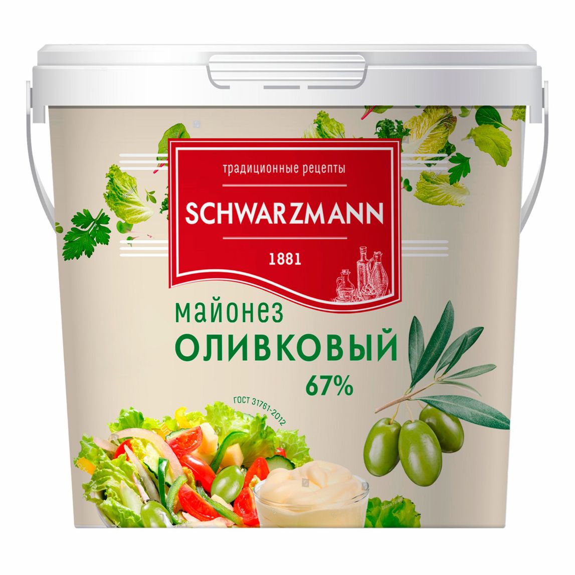 Майонез Оливковый 67% ГОСТ SCHWARZMANN, ведро 900мл. 6шт/кор. ГОСТ купить в Донецке - Сушиман