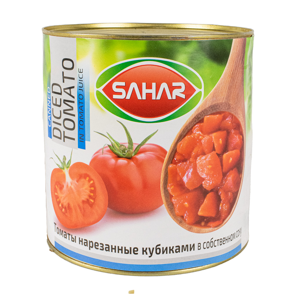 Томаты нарезанные кубиками в с/с SAHAR 2600мл/2500гр/1500гр ж/б, 6шт/кор купить в Донецке - Сушиман