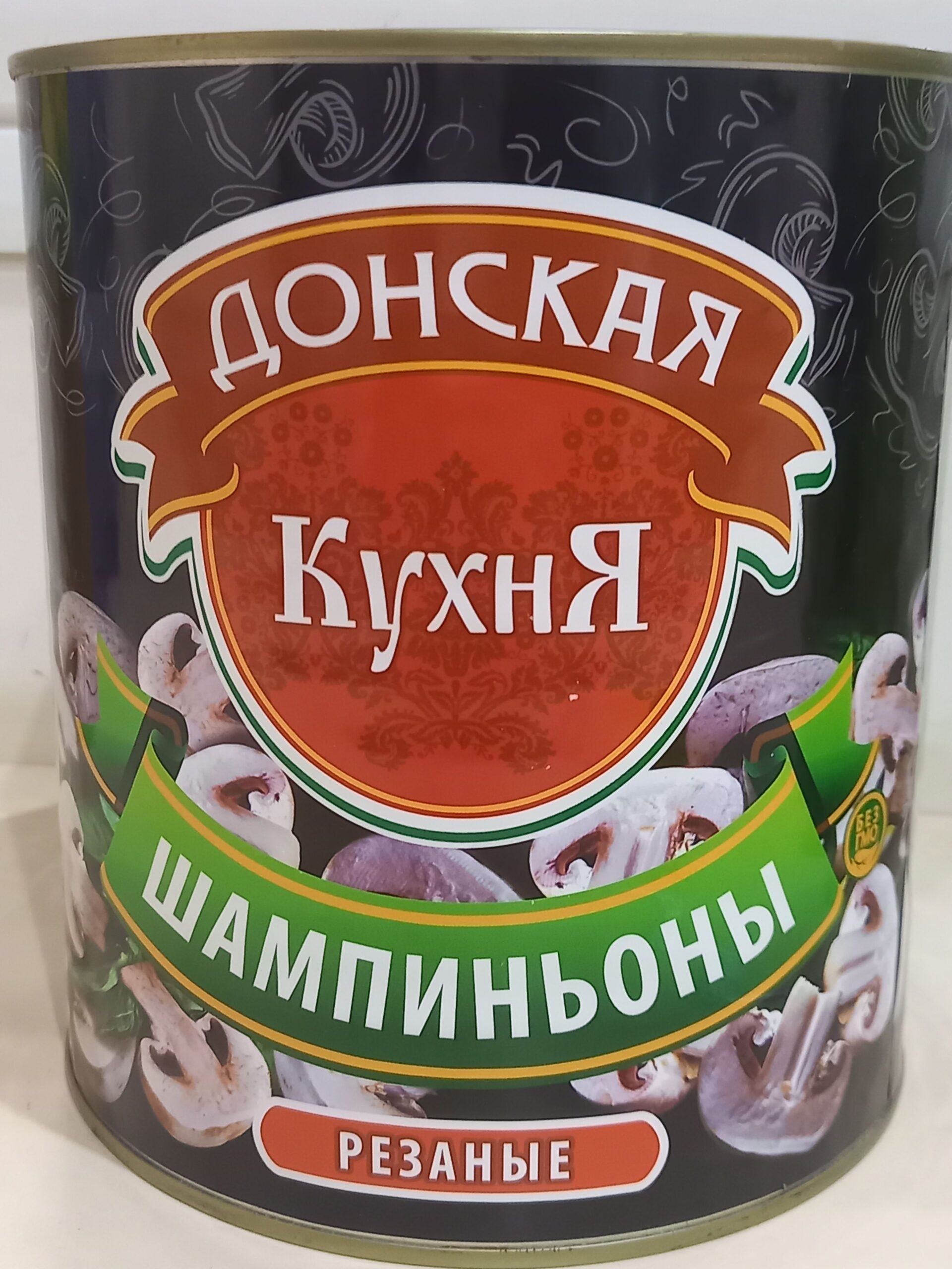 Грибы шампиньоны резаные Донская кухня 3100мл/2840гр/1930гр ж/б, 6шт/кор купить в Донецке - Сушиман