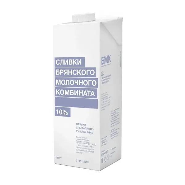 Сливки ультрапастеризованные 10% БМК 1кг, 12шт/кор купить в Донецке - Сушиман