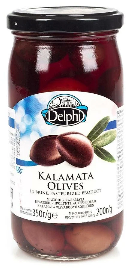 Маслины целые с/к каламата Delphi 350гр/185гр, 12шт/кор купить в Донецке - Сушиман